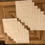 Set white tablecloth and 12 matching towels, hand embroidered