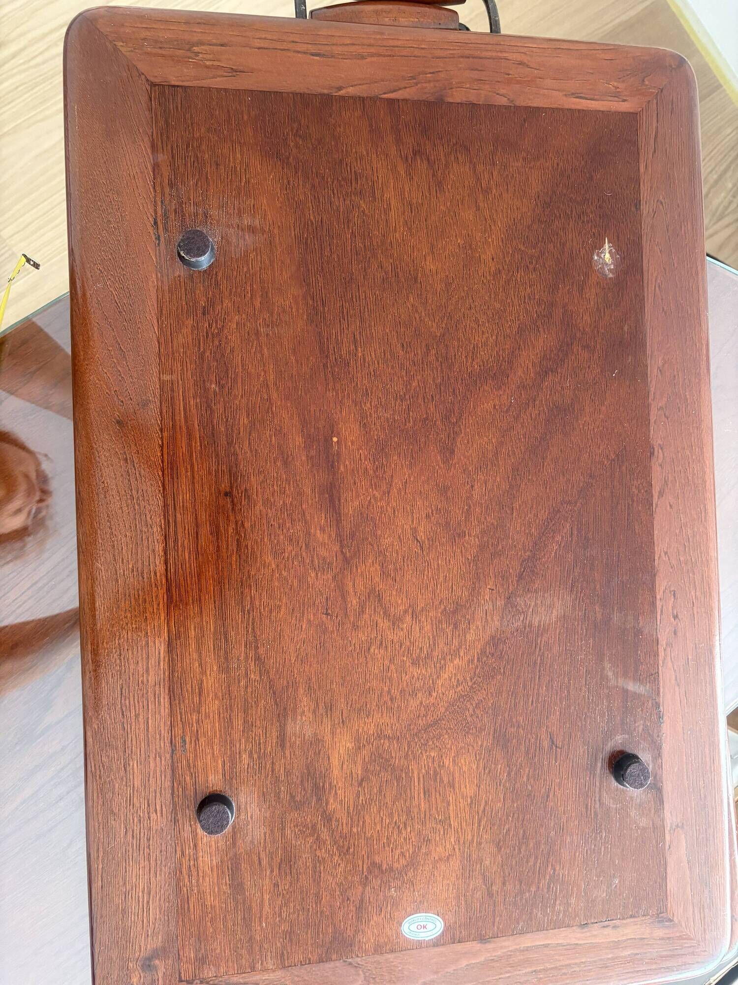 Pair of folding serving tables Grange in wood and wrought iron