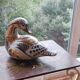 Ceramic signed duck in glazed stoneware, vintage 1960.
