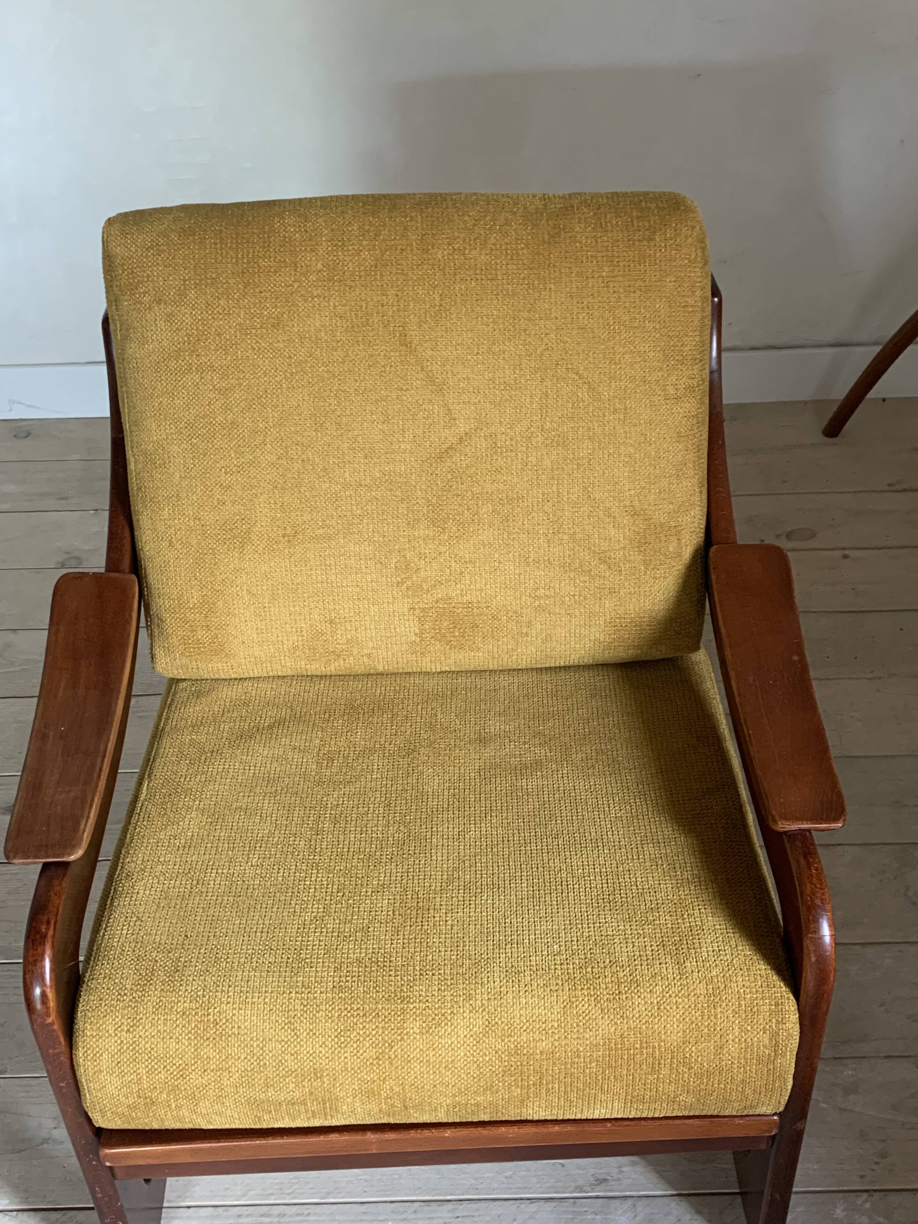 Yellow velvet sled chairs