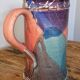 Large sculptural ceramic pitcher by a signed artist – abstract decoration