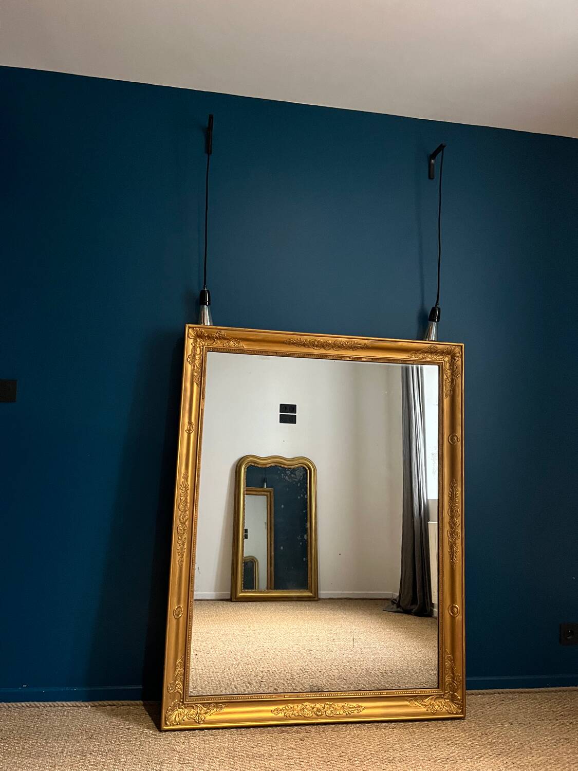 Old mirror 148.5cm/115.5cm mercury glass