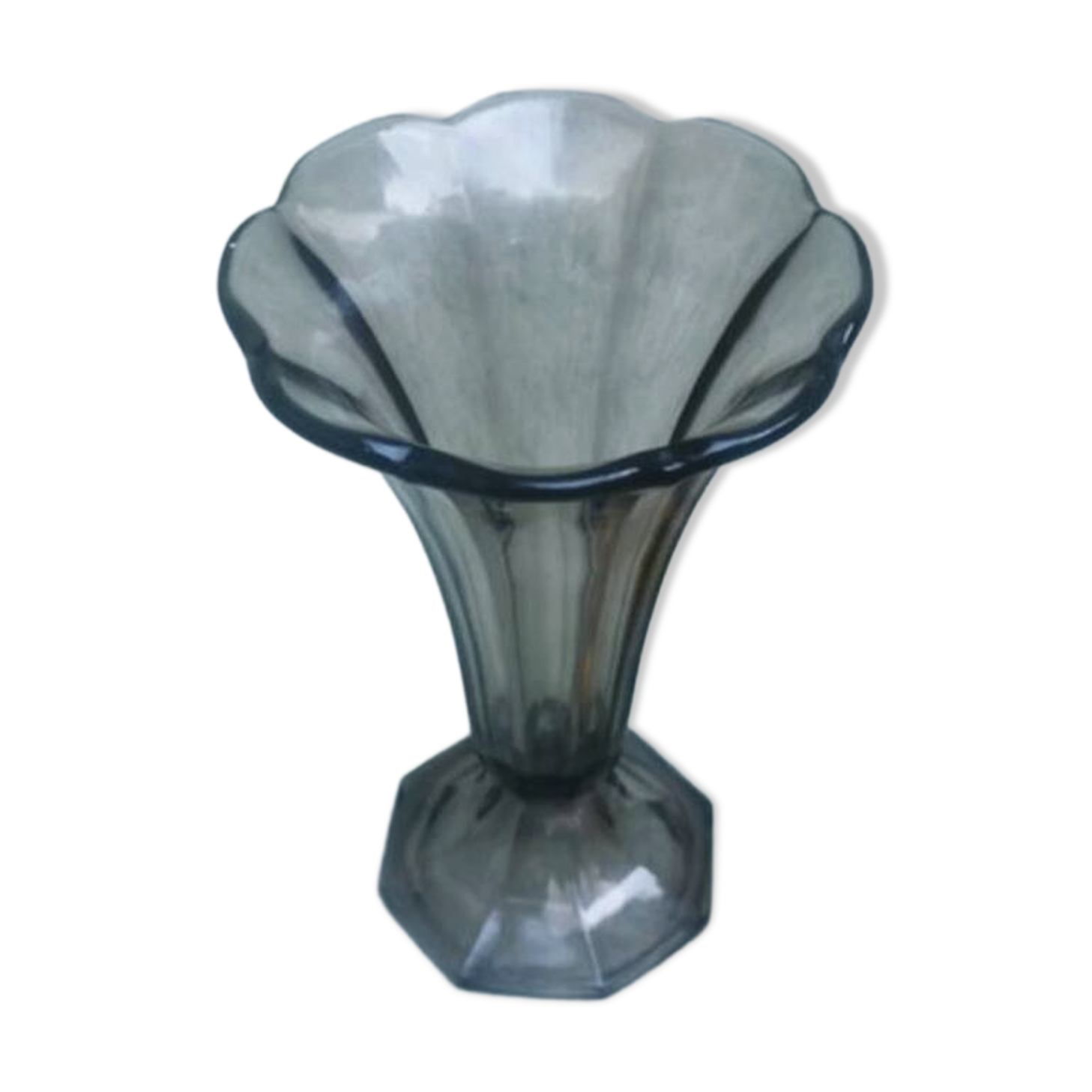 Smoked glass tulip vase