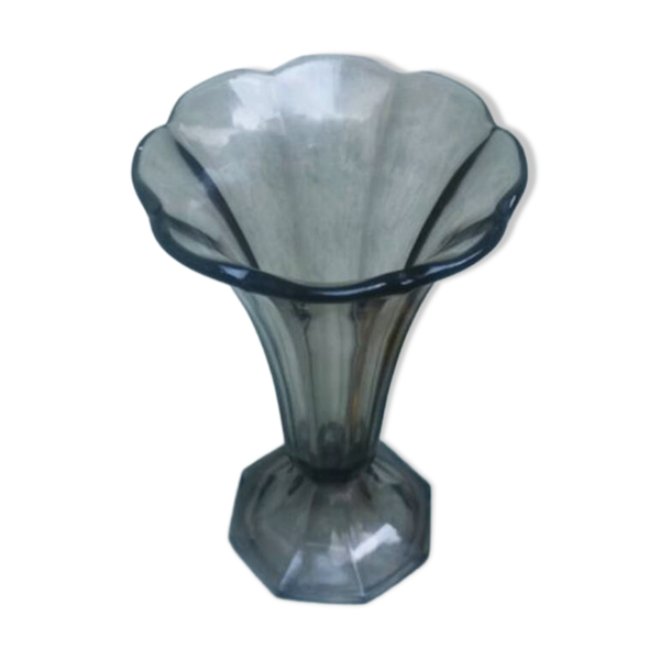 Vase tulipe verre fumé