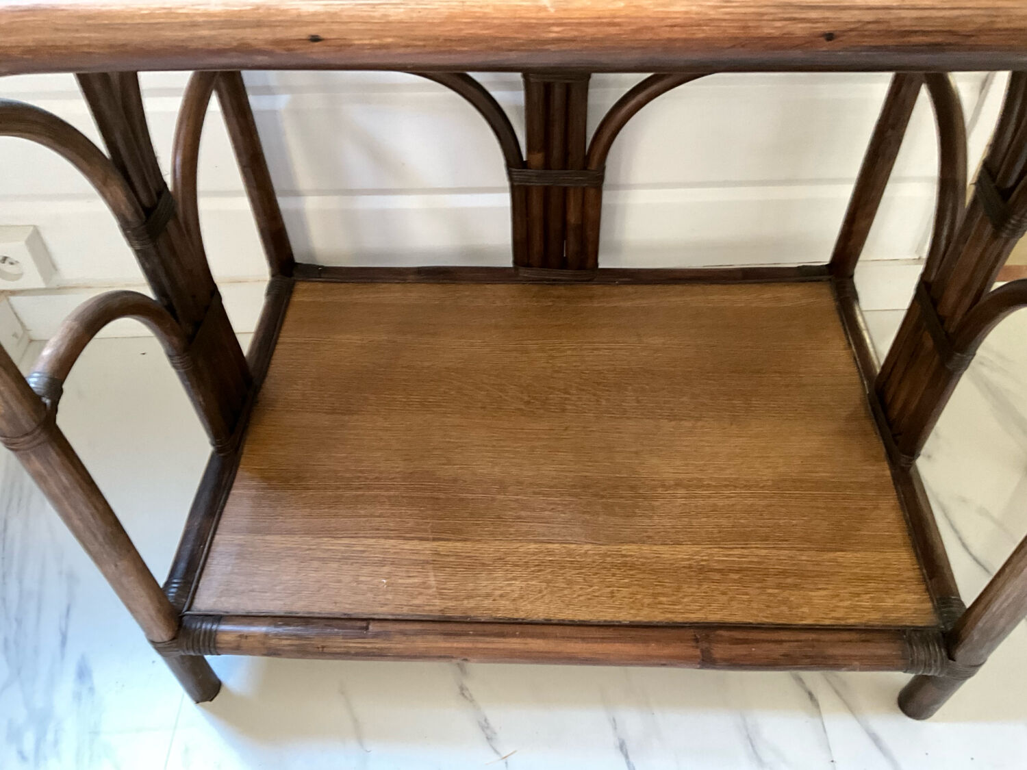 Vintage rattan bookcase from the 70s