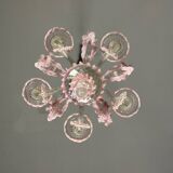 Small venetian chandelier in colorless and pink murano glass 5 arms of light circa 1920
