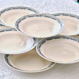 9 assiettes anciennes Longchamp terre de fer bleue "Marcel"