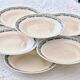 9 assiettes anciennes Longchamp terre de fer bleue "Marcel"