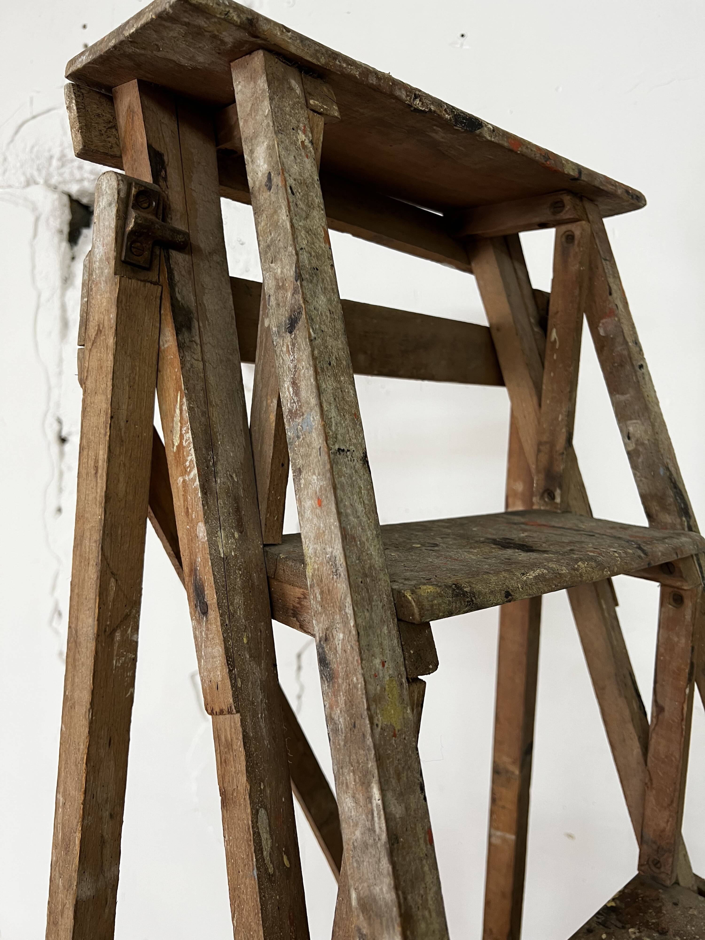 Large vintage wooden stepladder