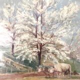 Oil painting on canvas cherry blossoms