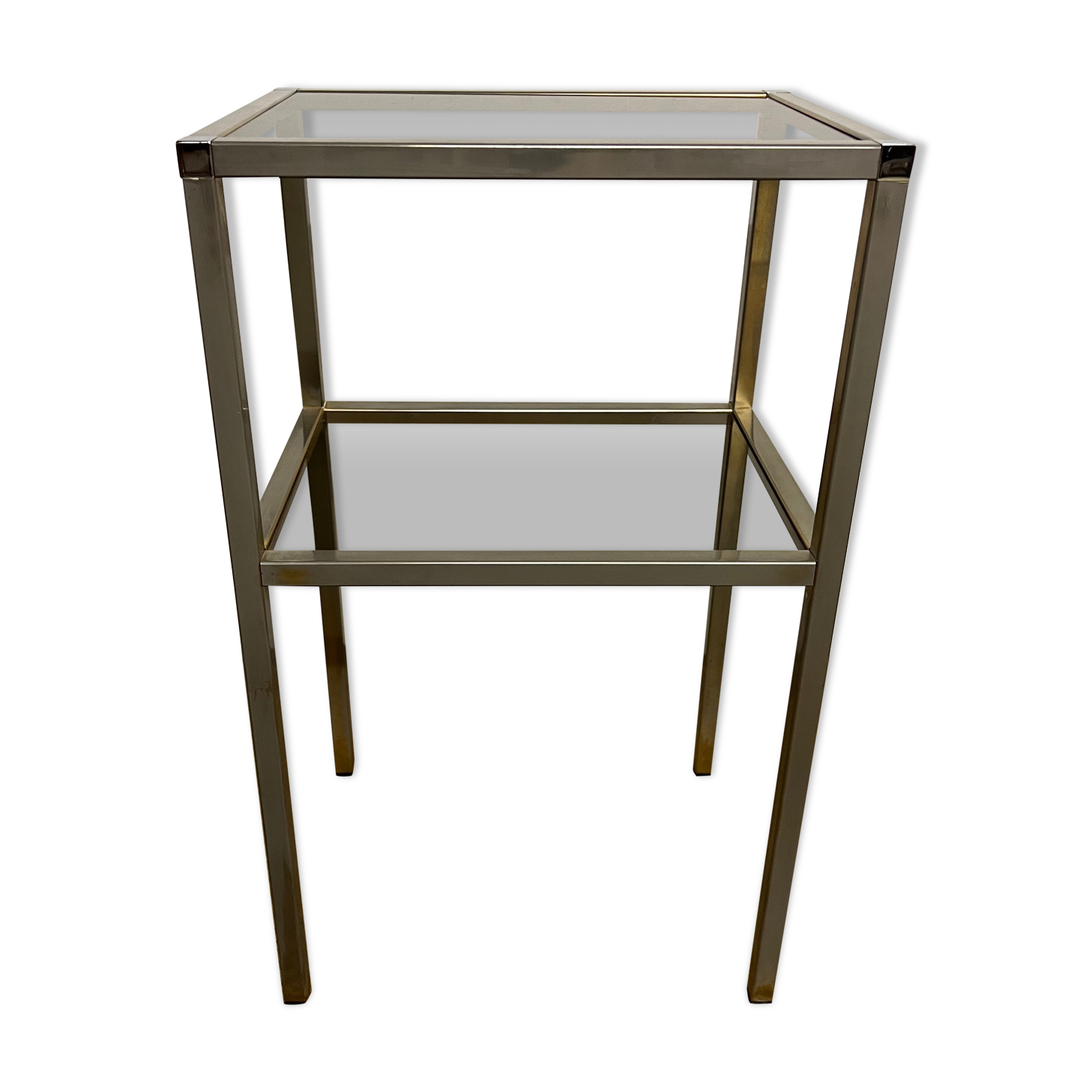 Chrome and smoked glass side table