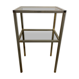 Chrome and smoked glass side table