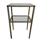 Chrome and smoked glass side table