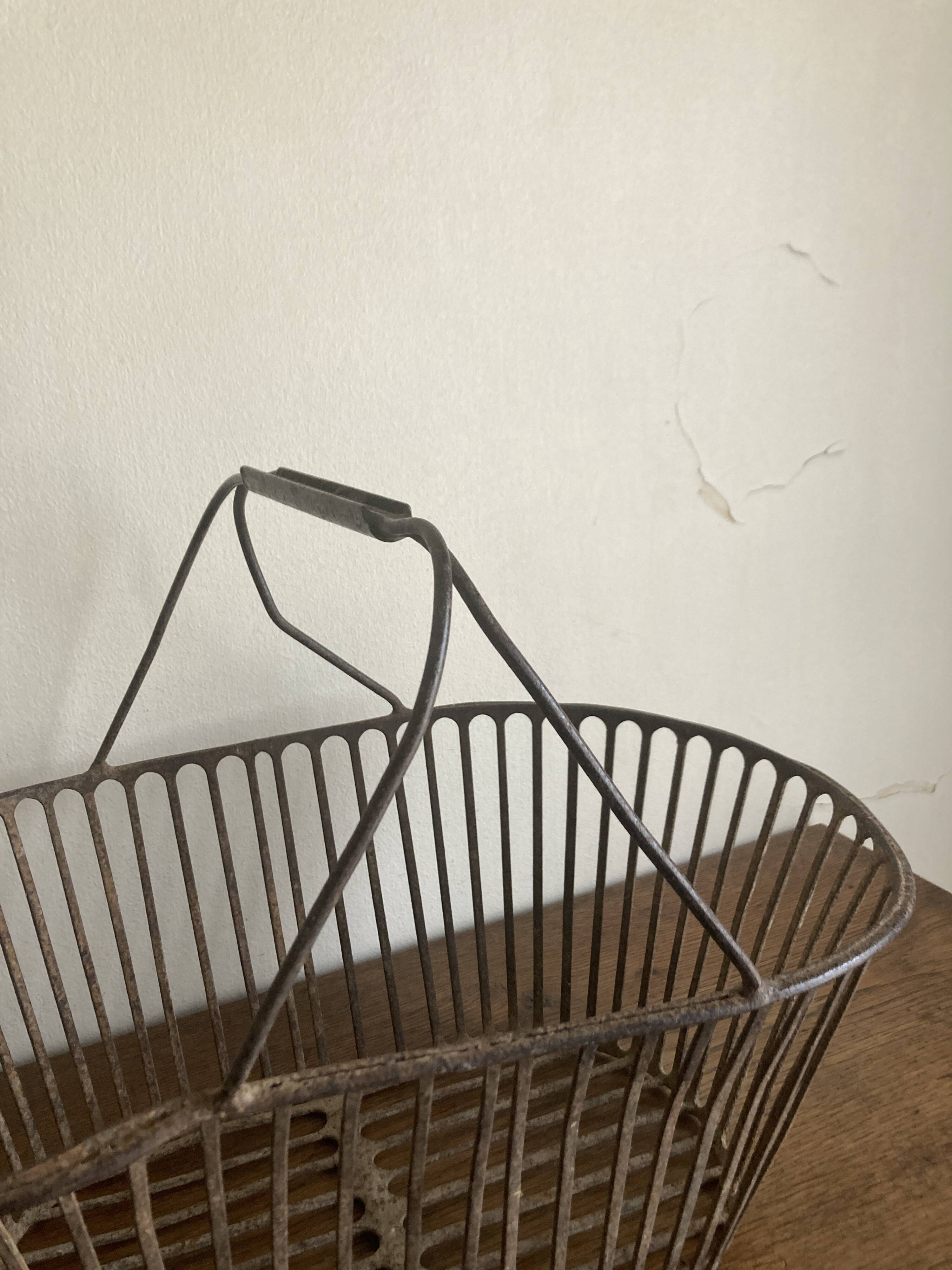 Country wrought iron harvest basket 1930