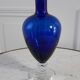 Duo of royal blue and green polished glass decanters 60s-70s