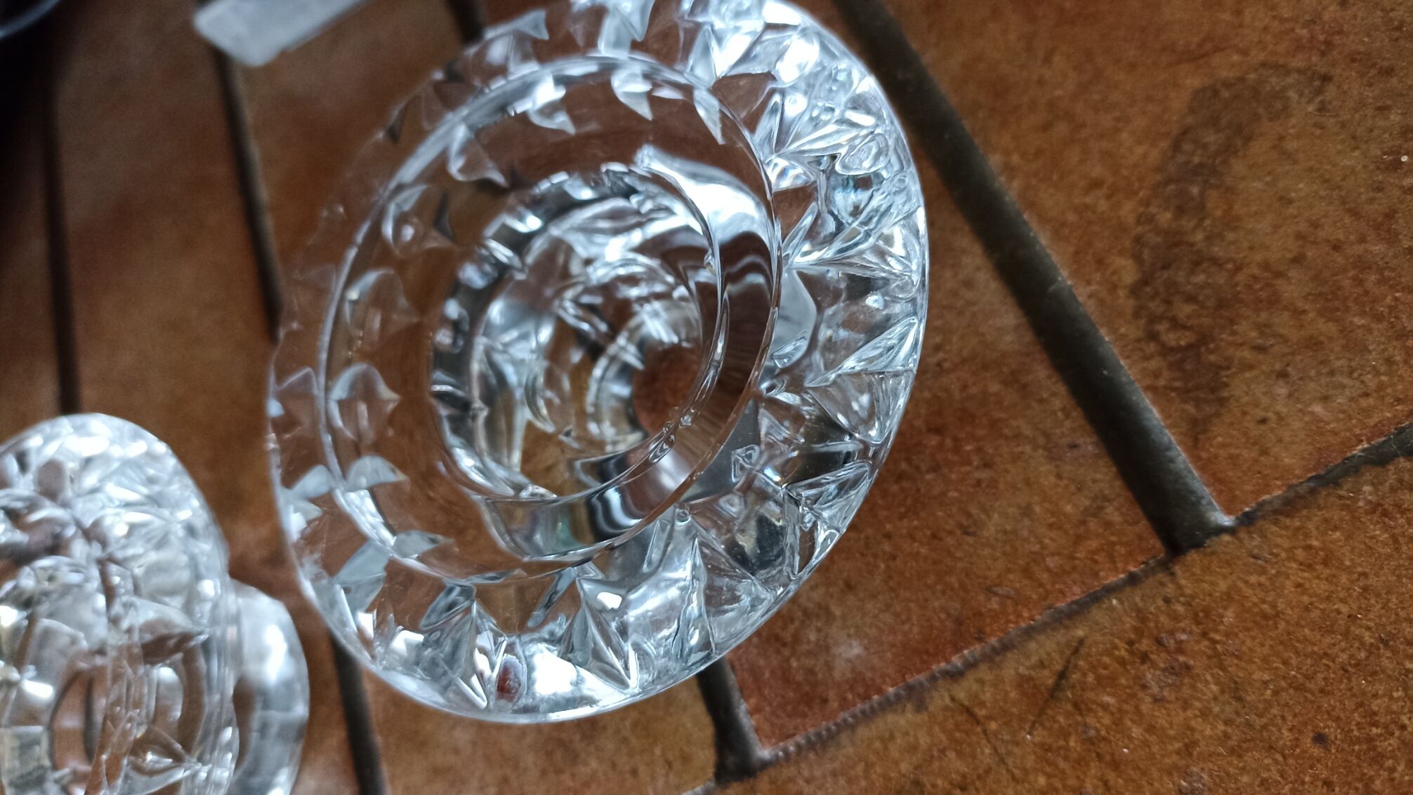 Duo of crystal candle holders - ARC France