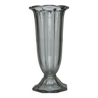 Piedouche art deco style glass vase with flared neck