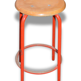 Tabouret industriel en fer et bois