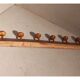 Ancien portemanteau mural art déco 6 patères en bois tourné années 30-40 vintage