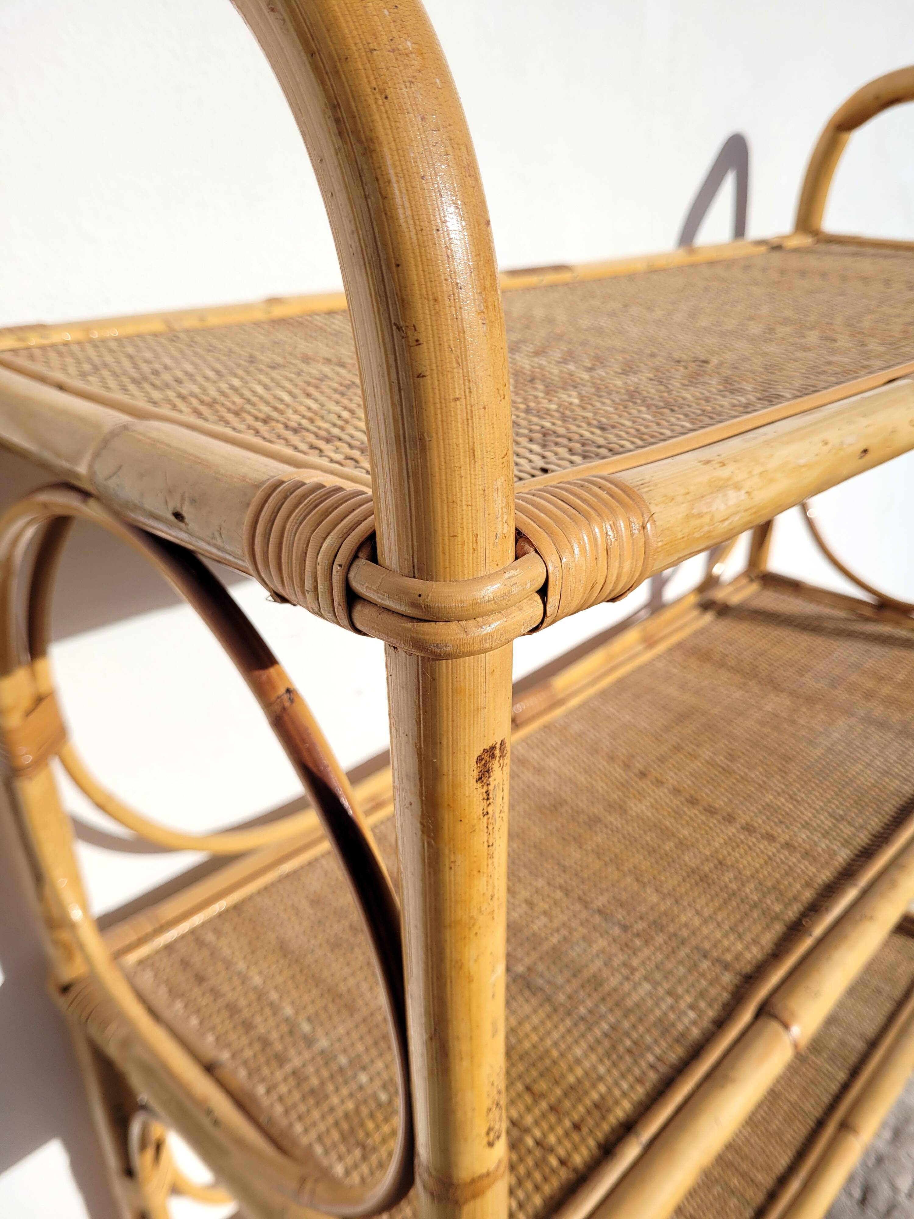 Library cabinet rattan shelf 1960