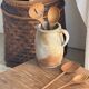 Salad server or flat-ended spatula spoon in teak L30 D9x8