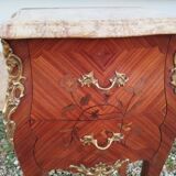 Pair of Louis XV style bedside tables with marble top