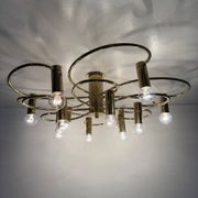 Leola sculptural brass 12-light ceiling or wall flush mount, 1970s