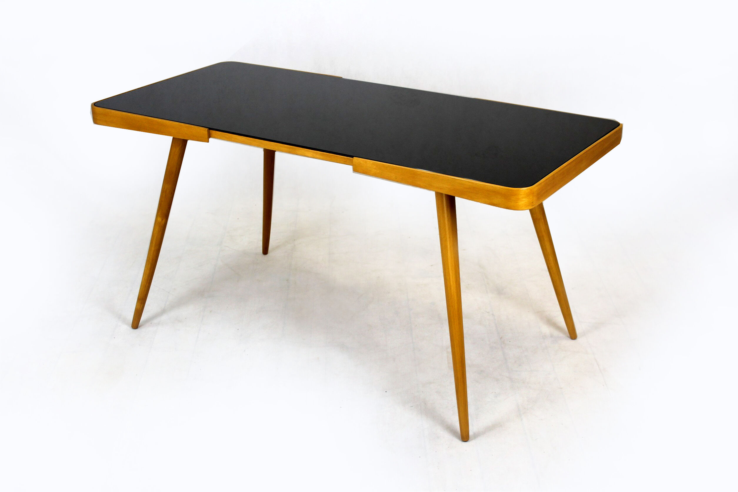 Coffee Table with Black Glass Top by Jiří Jiroutek for Cesky Nabytek, 1960s