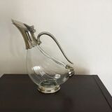 Original carafe glass and silver metal