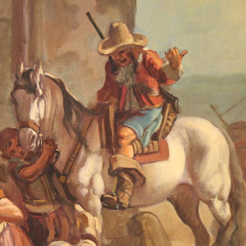 Italian painting signed Mattia Traverso, genre scene