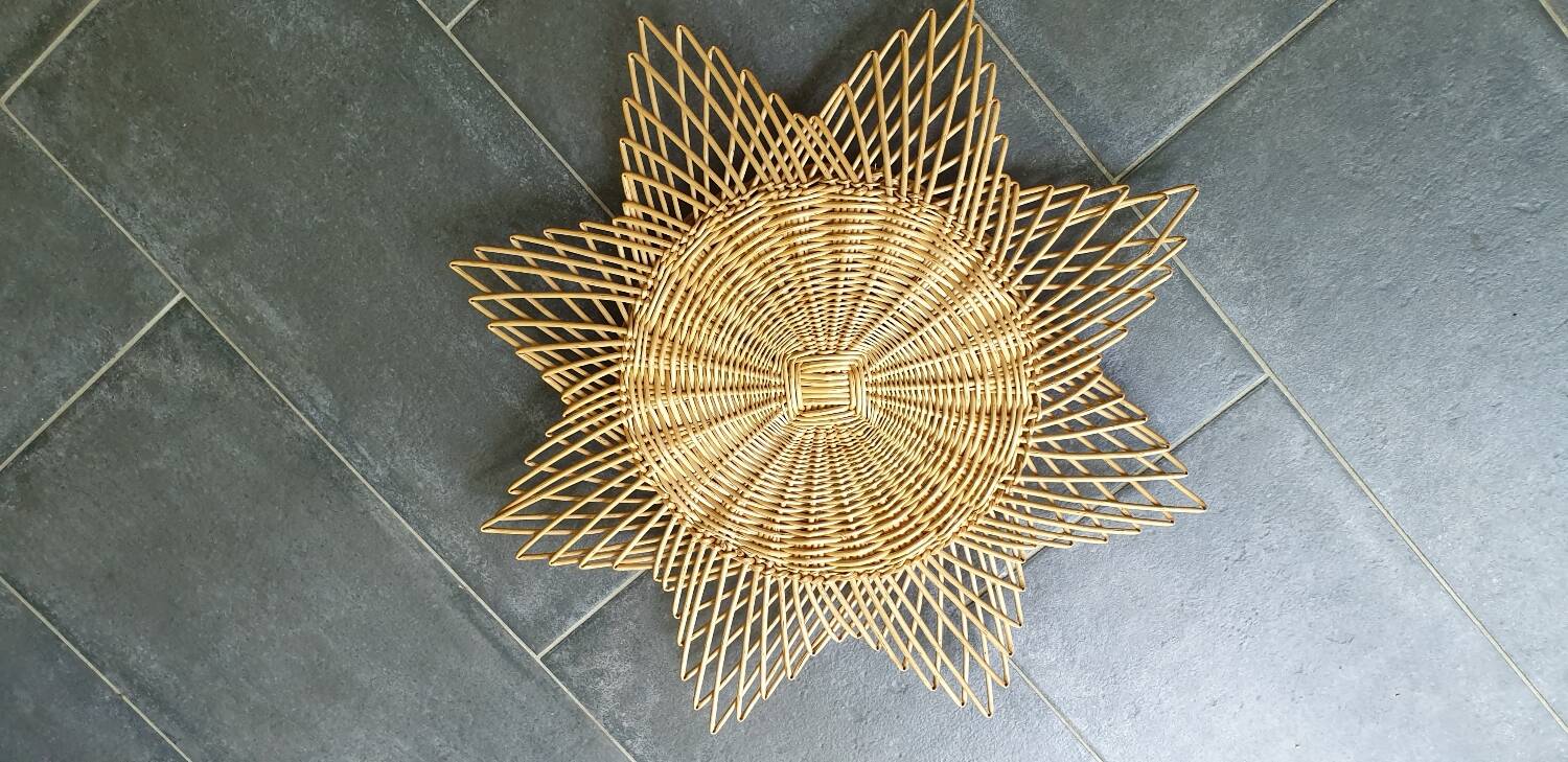Rattan sun mirror 60 cm
