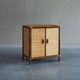 Vintage rattan & woven cane cabinet with 2 doors