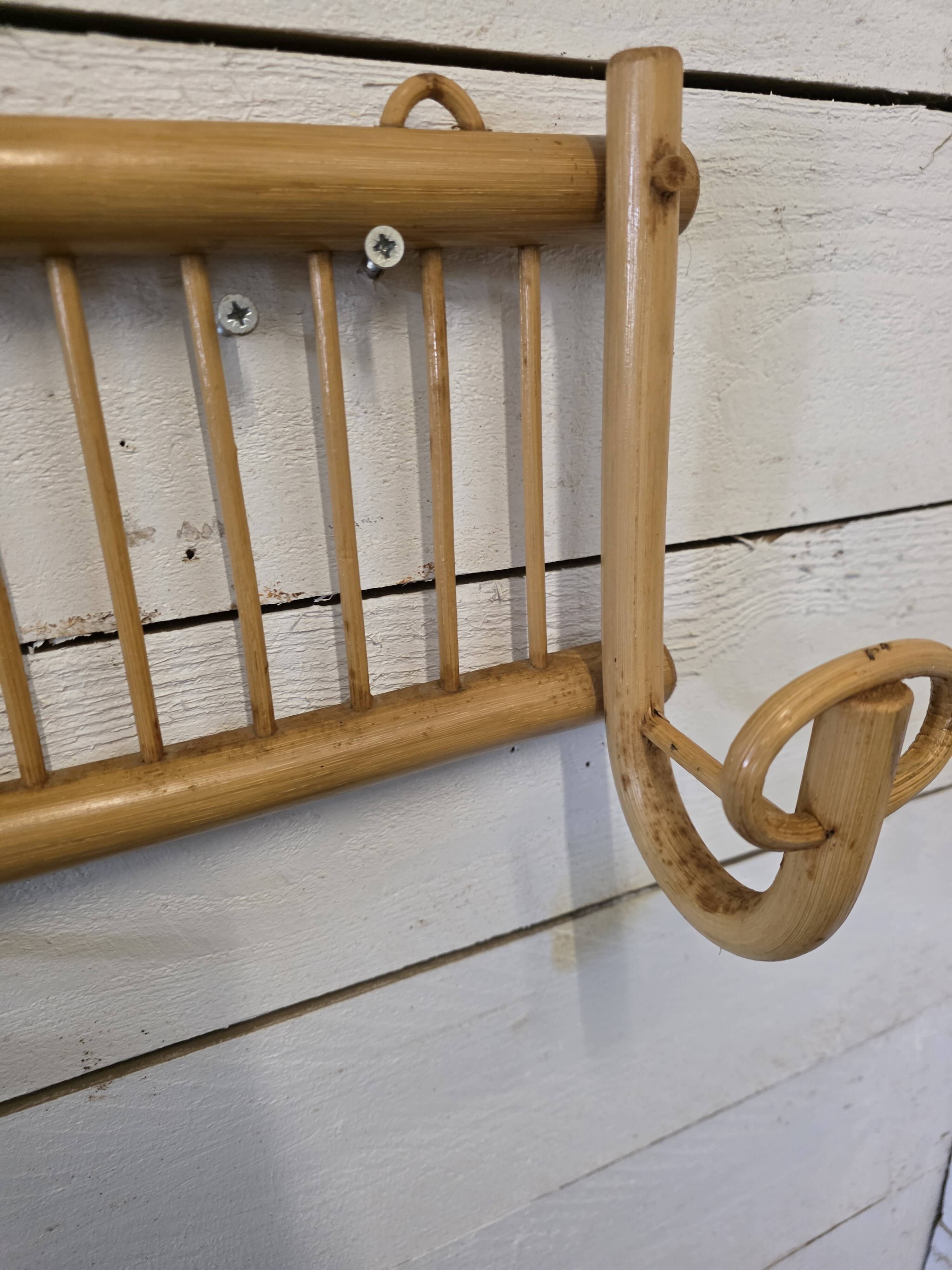 Vintage rattan coat rack
