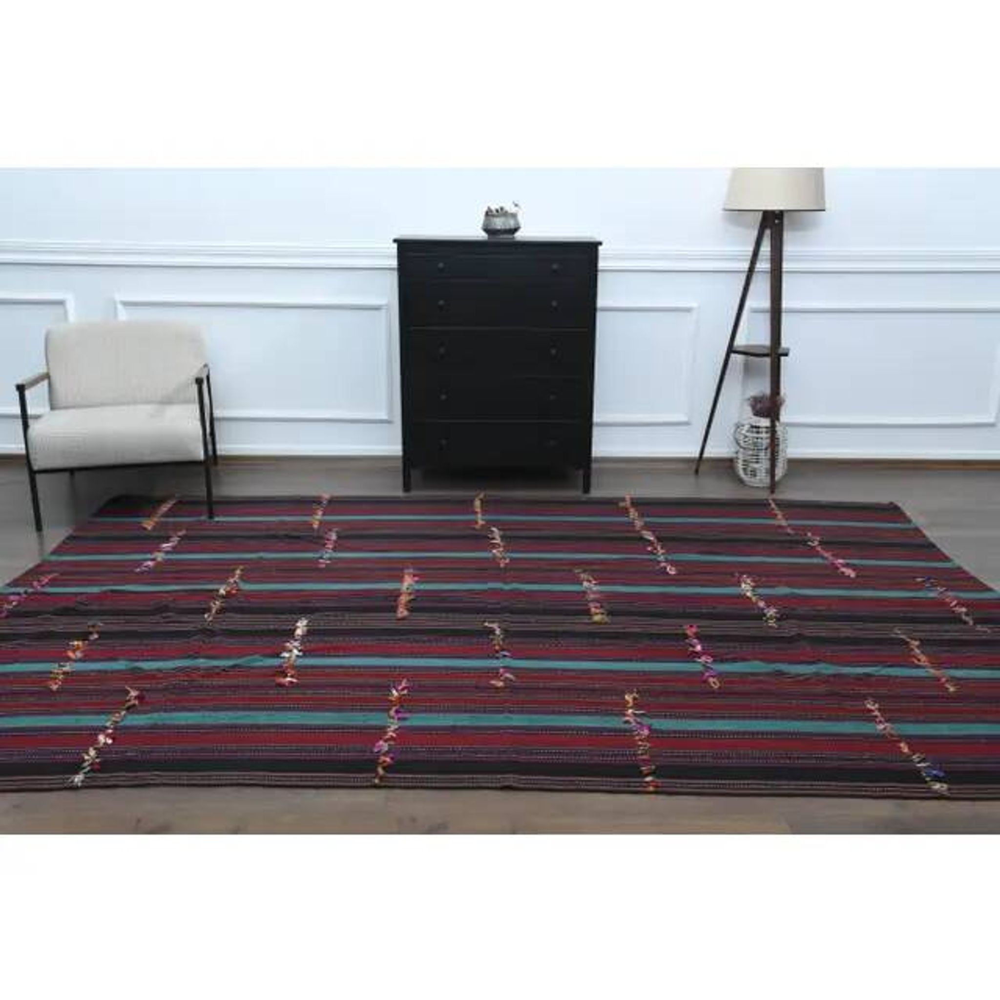 1970s Vintage Turkish Handmade Wool & Cotton Purple Area Rug 232x350