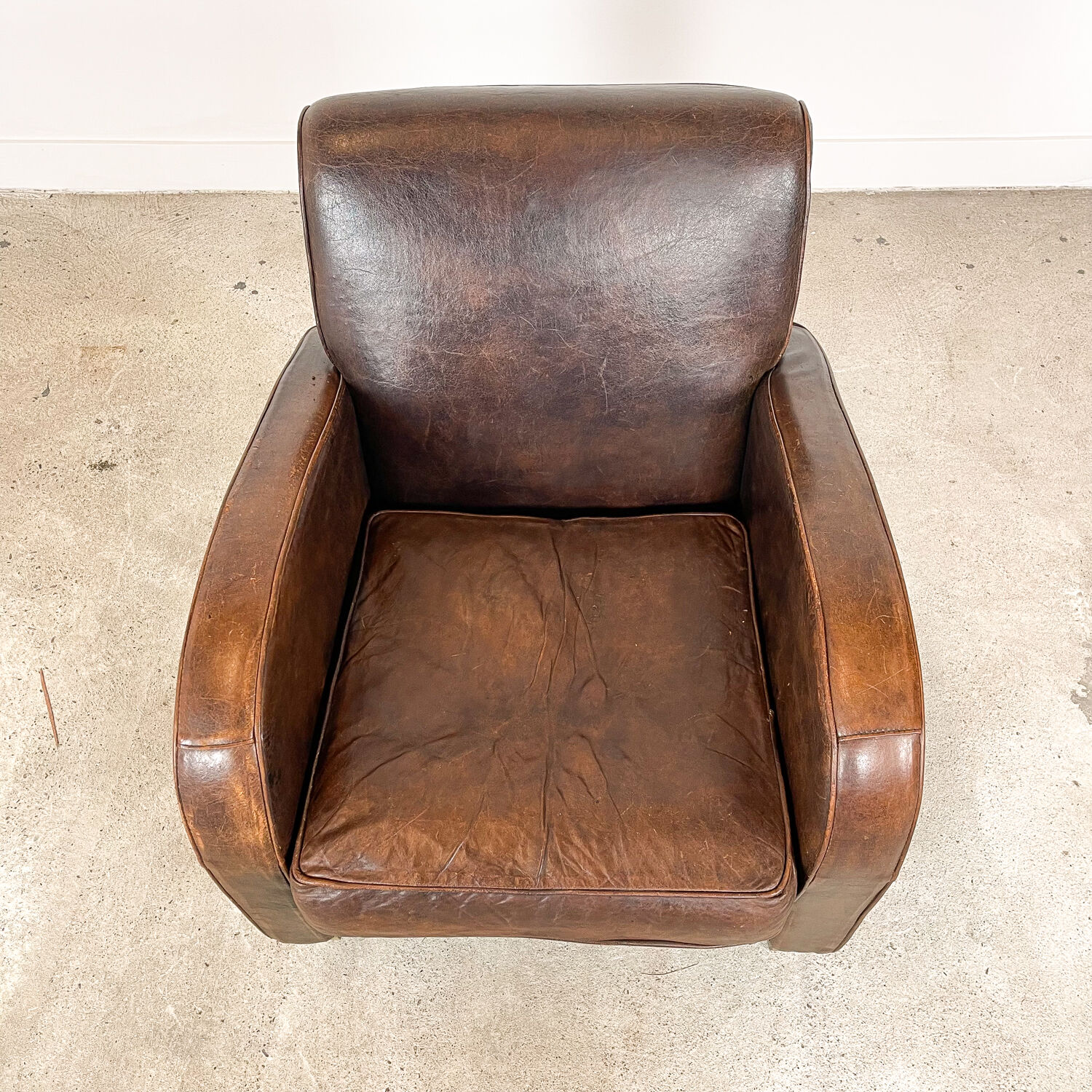 Vintage Sheep leather wagon wheel clubchair Holten