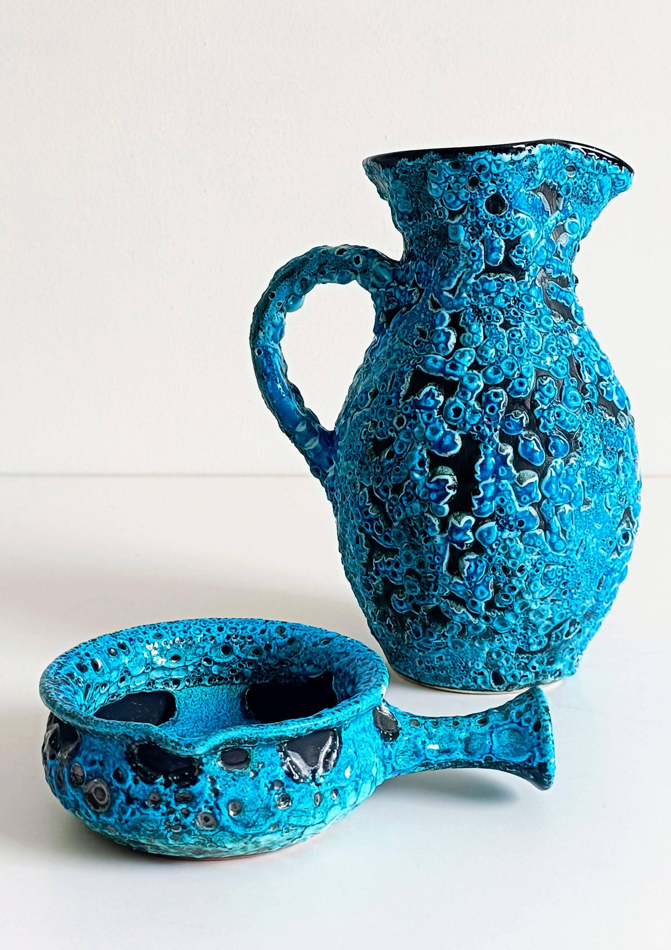 Mid-Century Blue Ceramics by Charles Cart ¨Emaux des Glaciers¨, France, 1960s