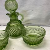 Green glass ramekin pitcher set