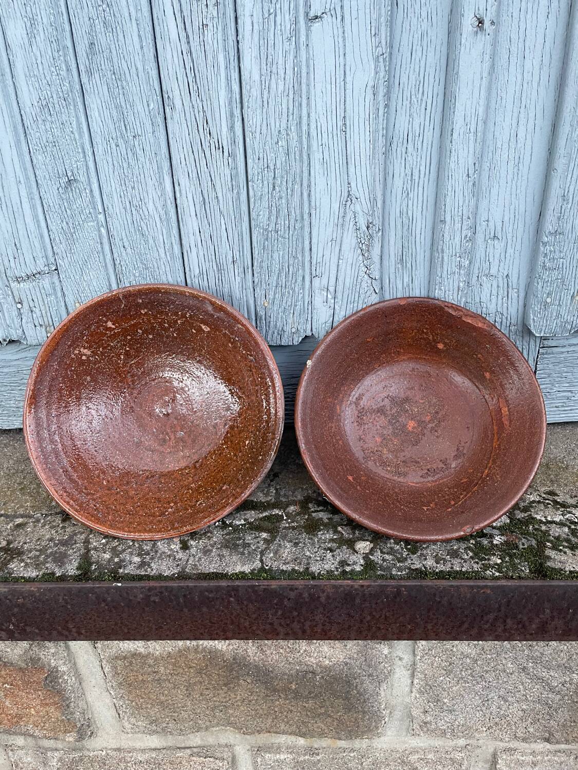 Two glazed earthenware dishes, Tian Provençal pottery.