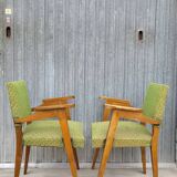 Paire de fauteuils bridge vintage 1950s pieds compas design