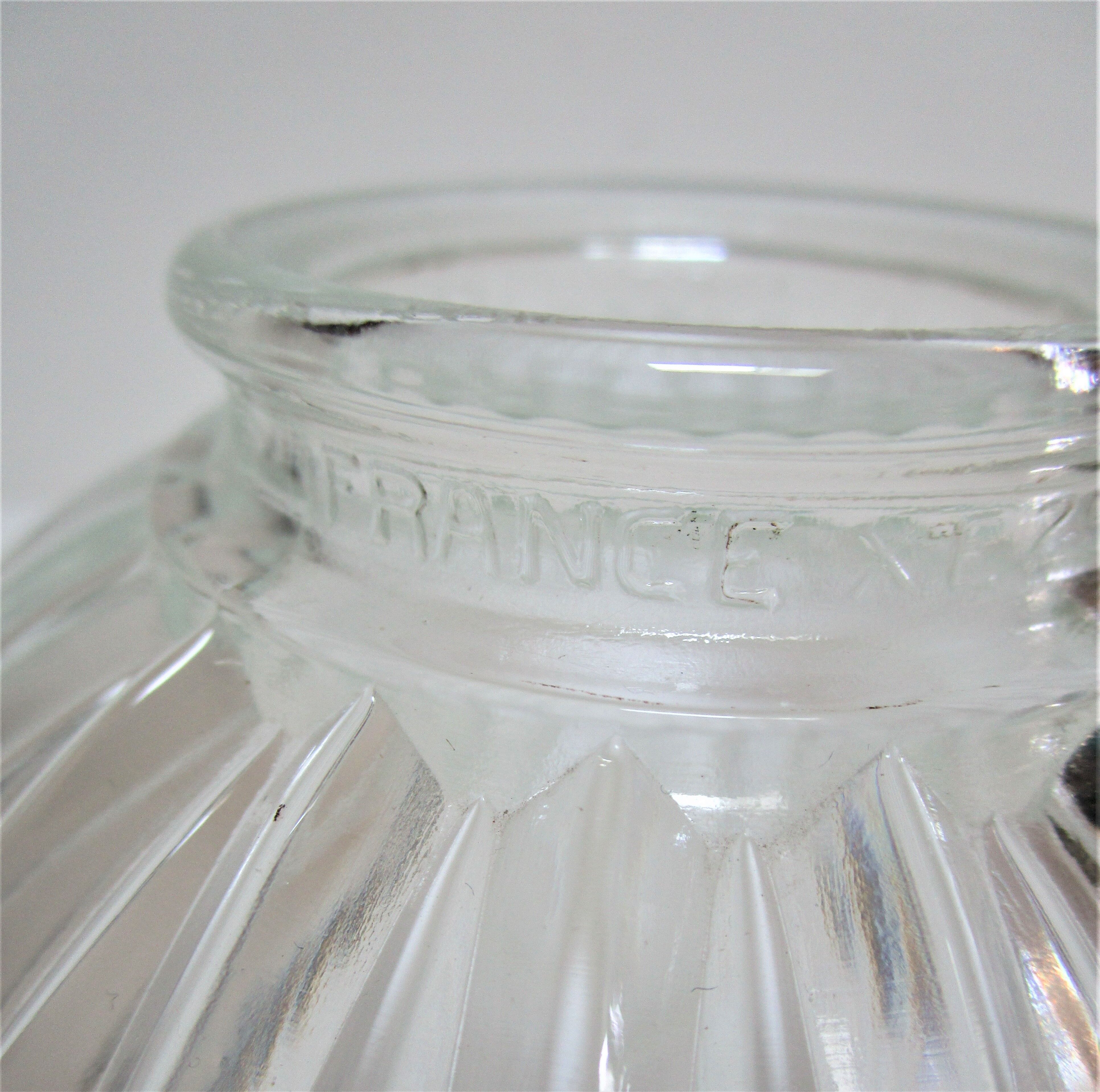 Suspension verre Holophane et laiton doré patiné vintage