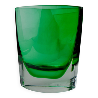 Vase sommerso vert par seguros, verre de murano, italie, 1980