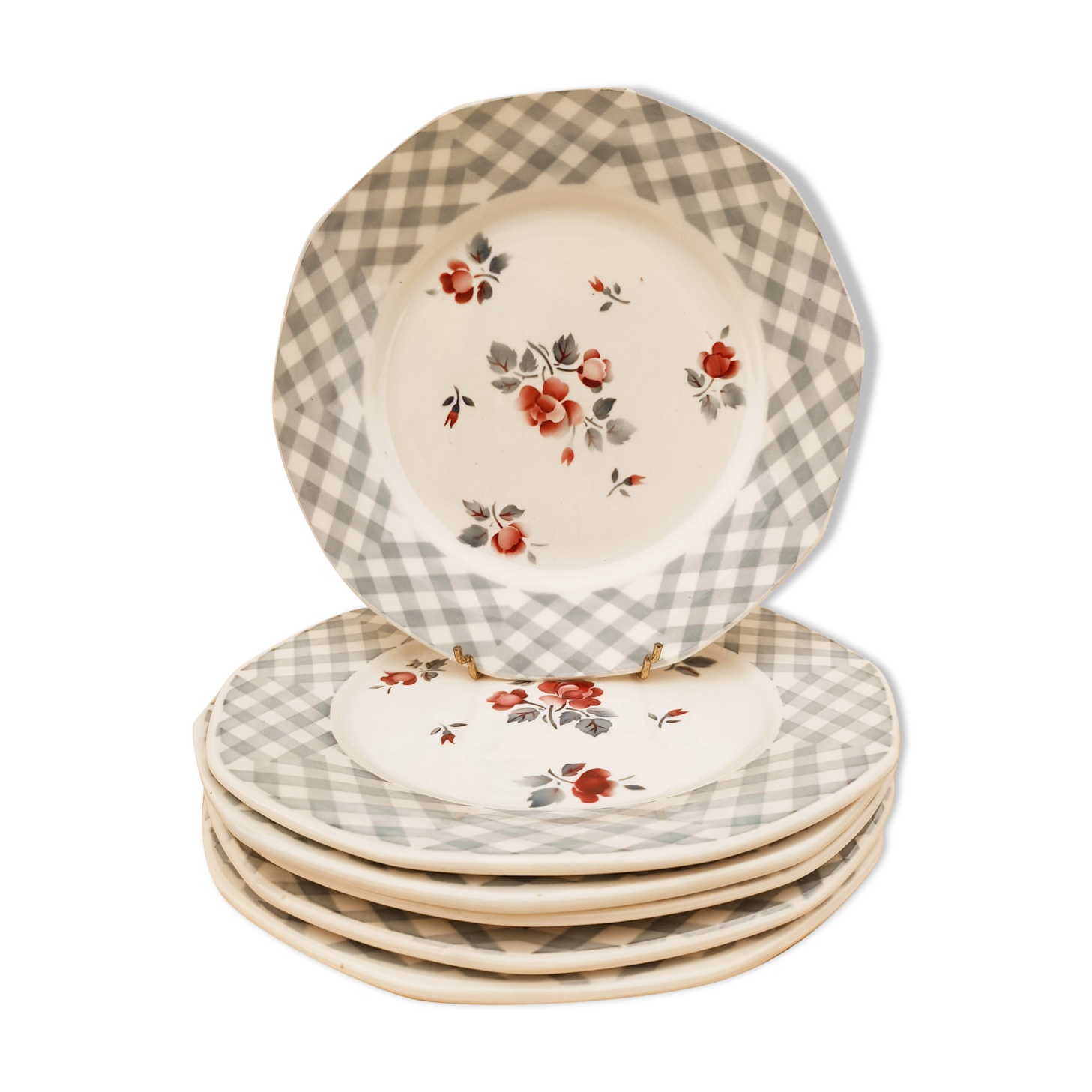 6 flat Digoin Bastia earthenware plates