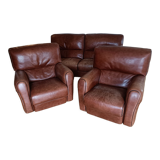 Sofa 2 armchairs vintage leather