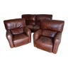 Sofa 2 armchairs vintage leather