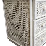 Vintage White Rattan and Cane Chest of Drawers from the 80s