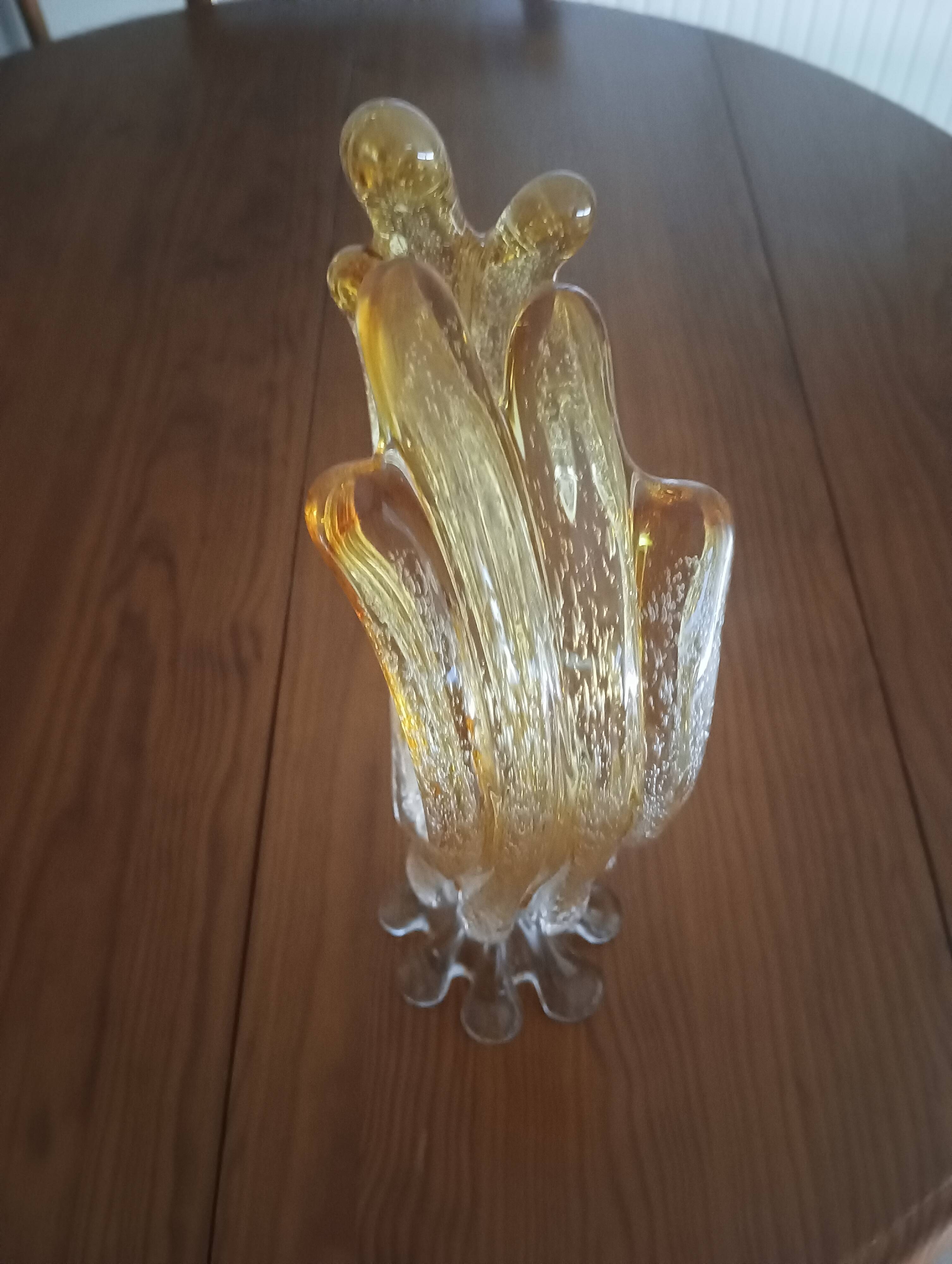 Amber bubble glass sculpture