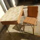 Bureau et chaise en osier et rotin 1960
