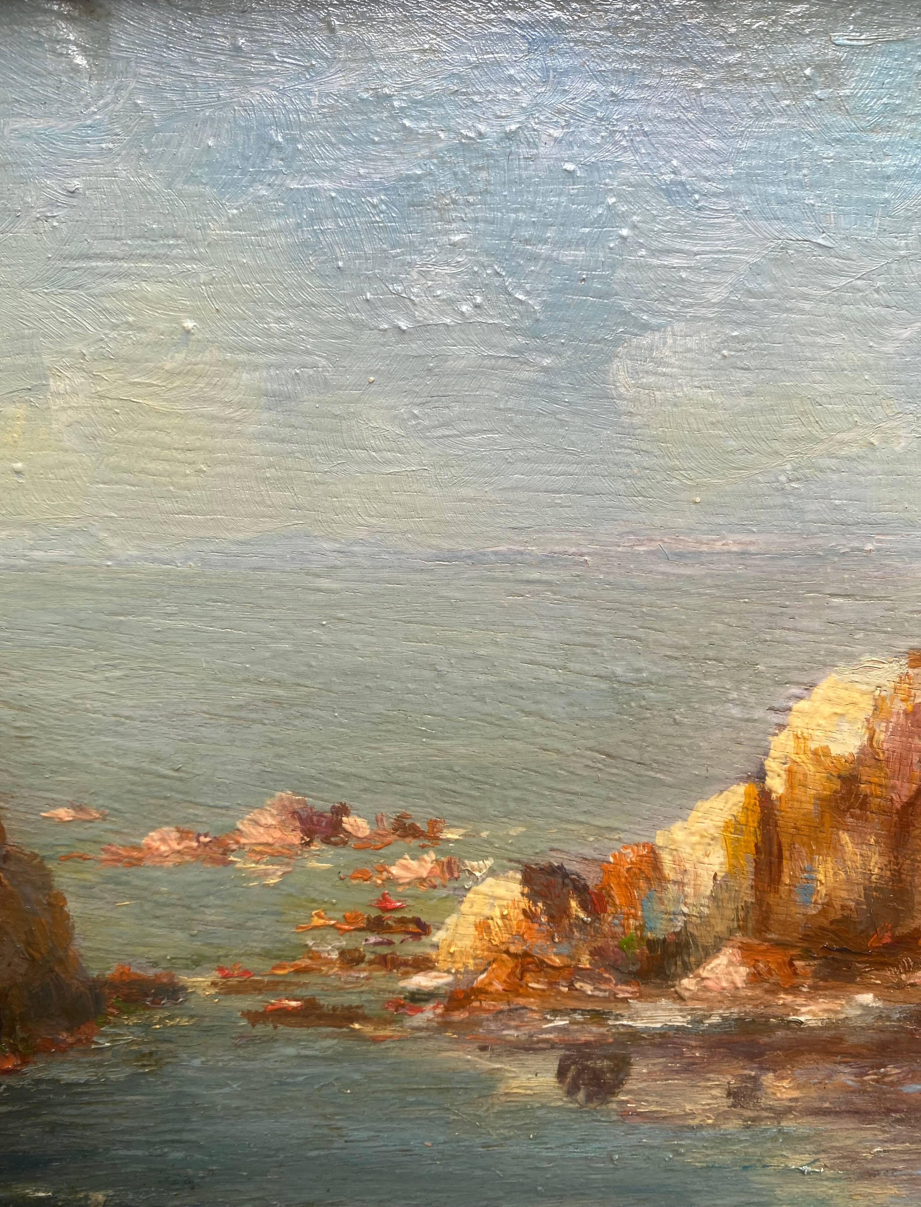 Old painting Marine "Seaside" signed + frame