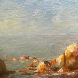 Old painting Marine "Seaside" signed + frame