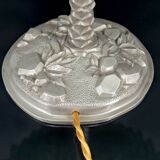 Palm lamp in silvered bronze and green stained glass foliage lampshade, Art Nouveau, 1900